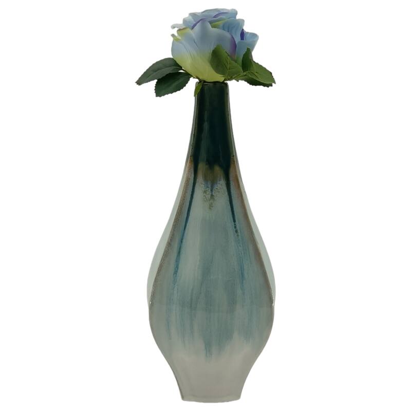 Stoneware Ceramic Decorative Vase with Ocean-Inspired Glaze Finish