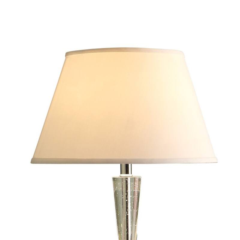 Terry Table Lamp with Bubble Infused Glass Tube, Chrome Metal 27 Inch