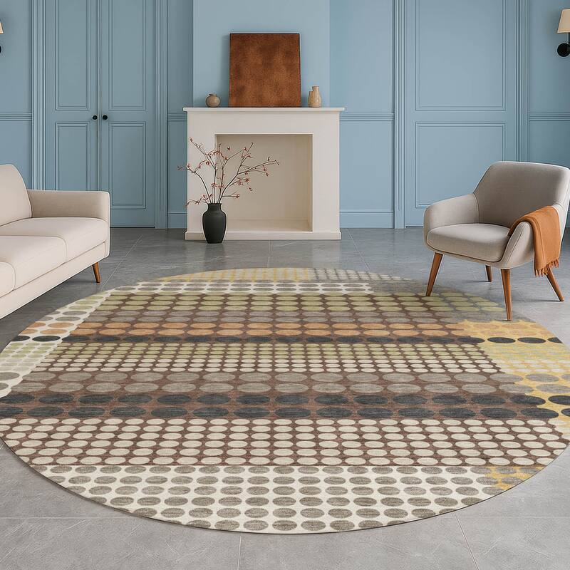 Machine Washable Indoor/ Outdoor Casual Dotty Chantille Rug
