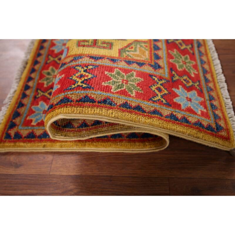Yellow Kazak Oriental Foyer Rug Handmade Wool Carpet - 2'0" x 3'0"