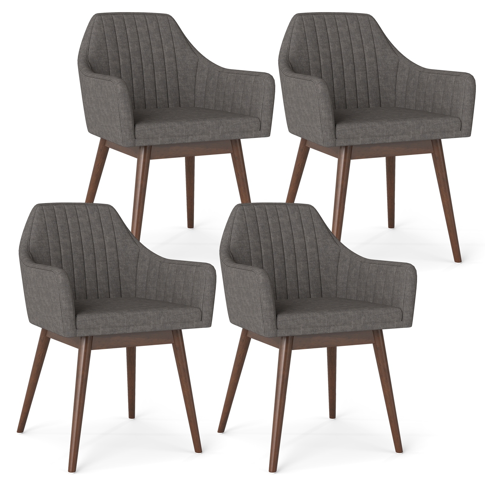 Gymax Set of 4 Dining Chairs Upholstered Kitchen Table Chairs w/ Solid