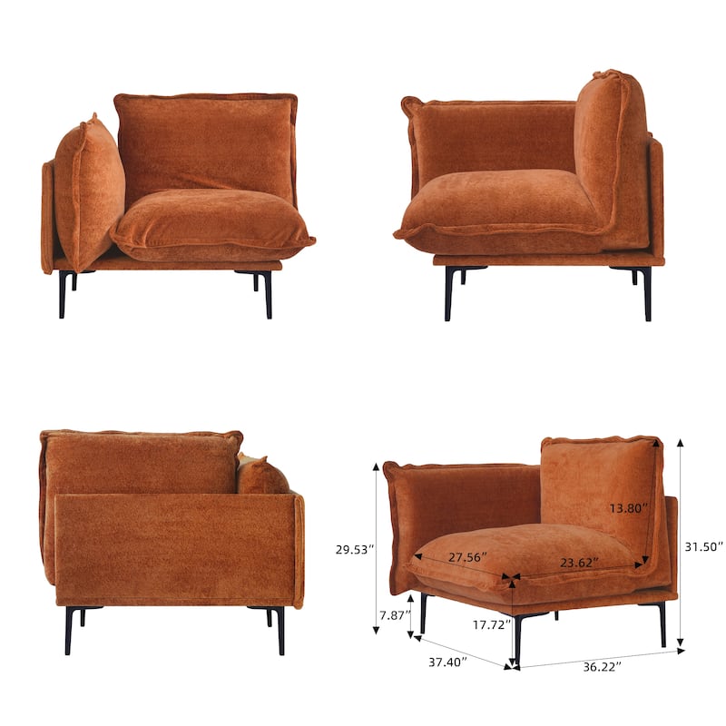 111.02'' Down Filled Sectional Sofa Couch Chenille Fabric Upholstery L-Shaped Sofa with Ottoman