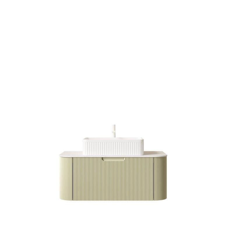 Wall Mounted Bathroom Vanity with White Rectangular Ceramic Basin