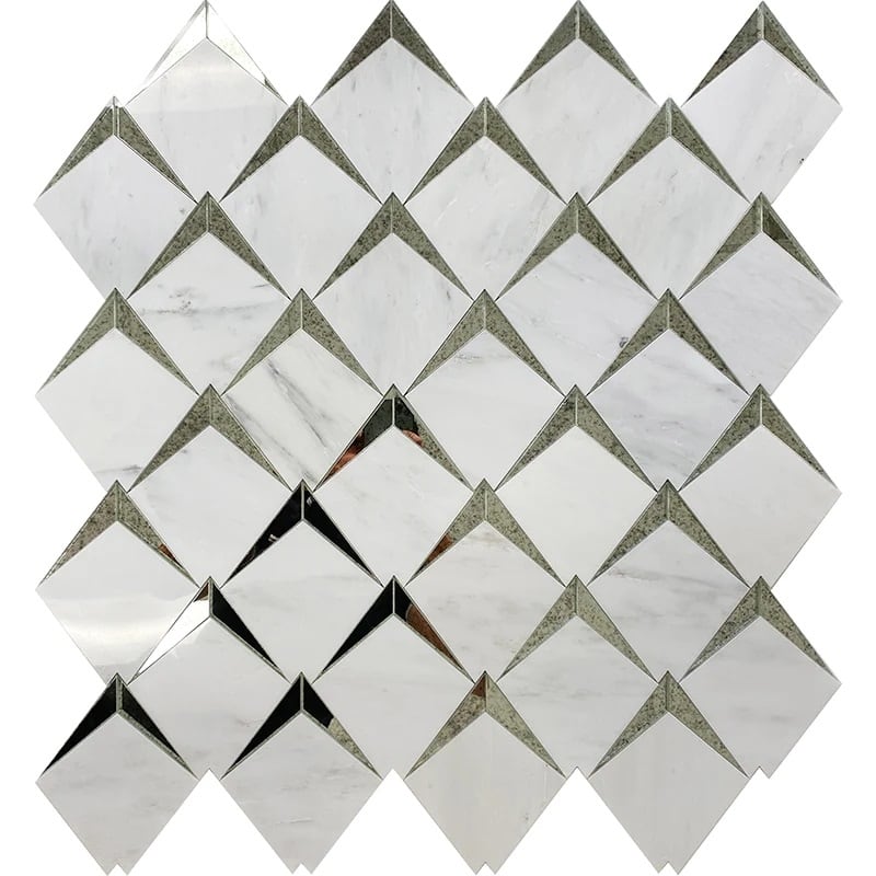 Apollo tile 12 x 12 Arrow Polished Eastern White, Glass Marble Tile (5 sq ft/case) - 5 Pack