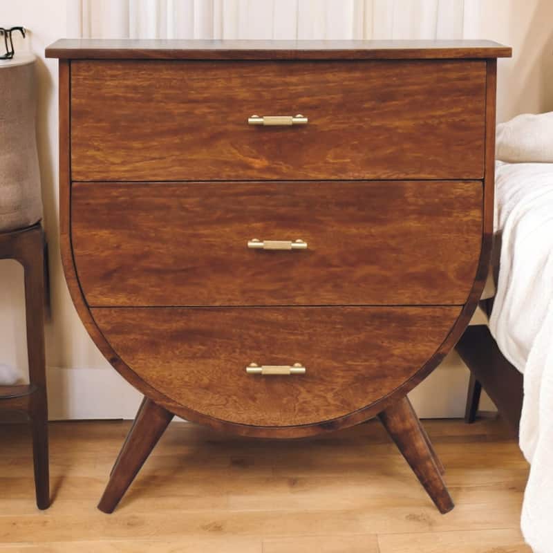 Artisan Furniture Solid Wood Agra Bedside - 3-drawer - Brown