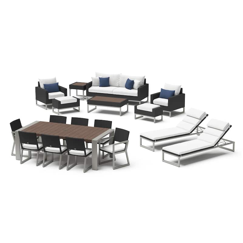 Milo Espresso 18 Piece Sunbrella Outdoor Patio Estate Set