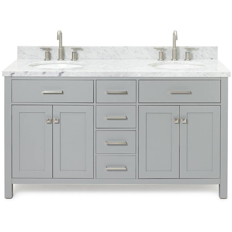Ariel H061DCWOVO Bristol 61" Free Standing Double Oval Basin Vanity - Grey - Ash Finish