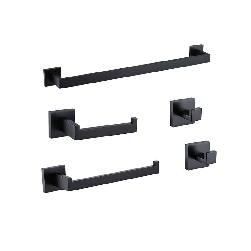 Interbath 5 Pieces Bathroom Hardware Accessories Set - Black