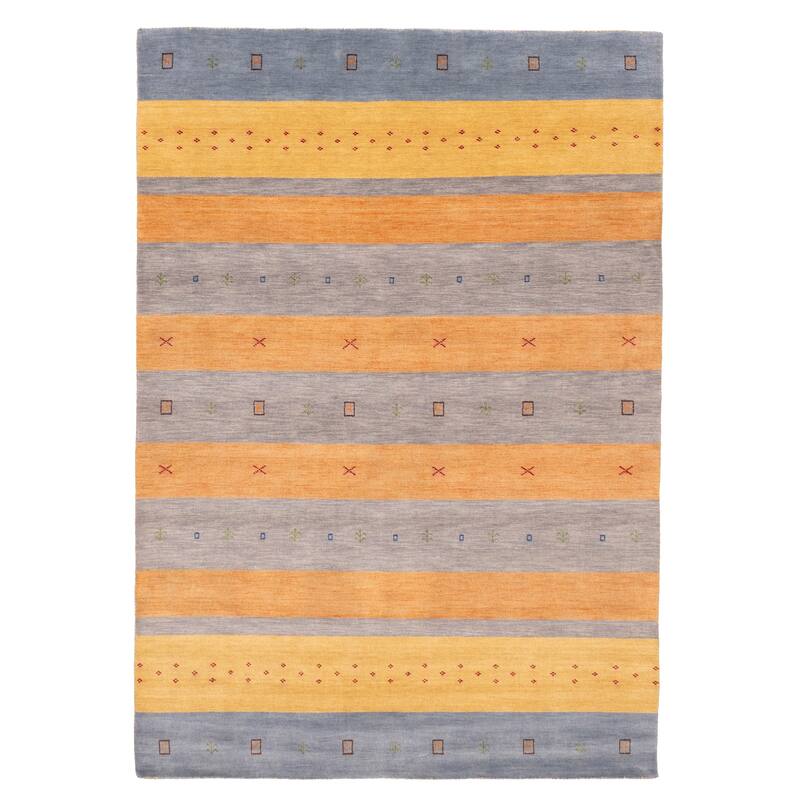 ECARPETGALLERY Hand Loomed Kashkuli Gabbeh Copper, Grey Wool Rug - 6'9 x 9'9