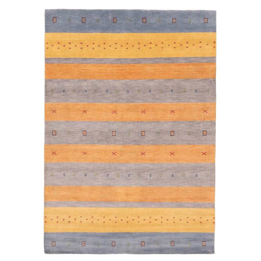 ECARPETGALLERY Hand Loomed Kashkuli Gabbeh Copper, Grey Wool Rug - 6'9 x 9'9
