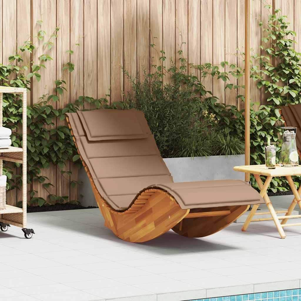 vidaXL Rocking Sun Lounger with Cushion Solid Wood Acacia - 60.6 x 23.6 x 29.1