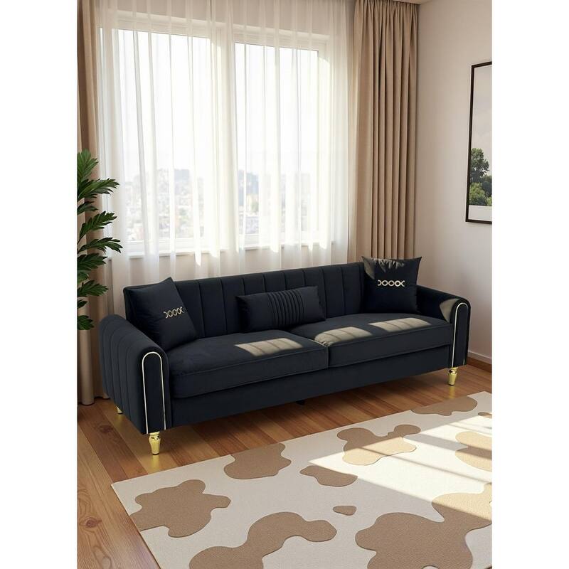 87.4" Luxury Loveseat Sofa with Metal Legs, Round Arms