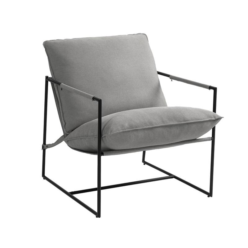 Modern Metal Frame Upholstered Sling Accent Armchair