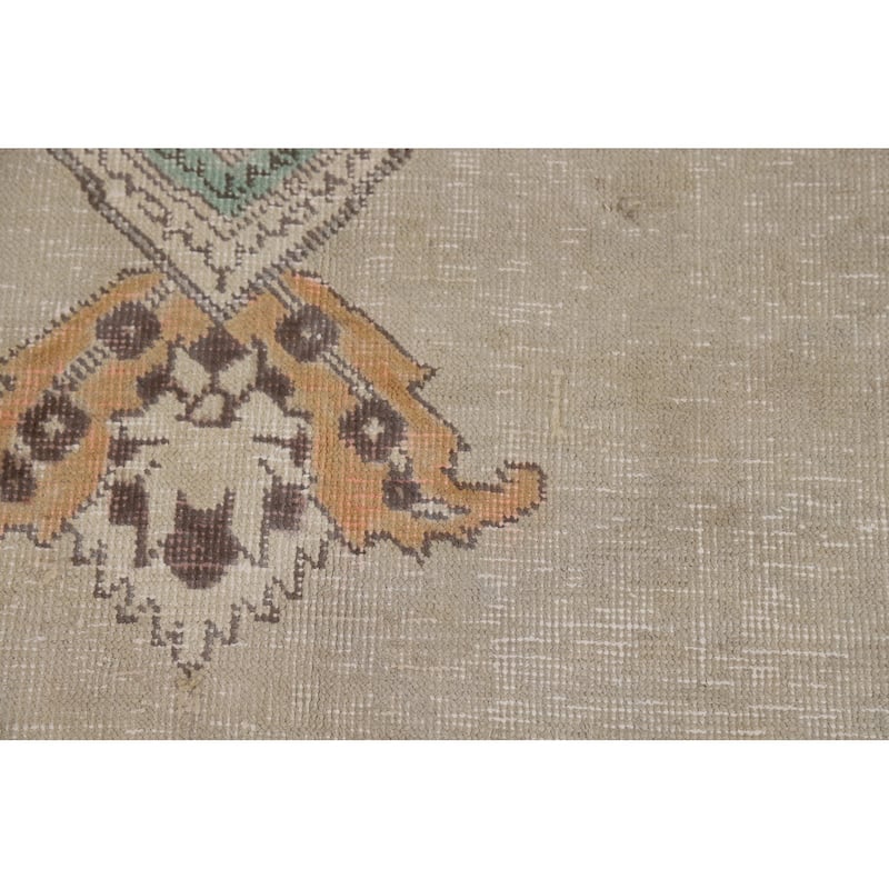 Medallion Tabriz Persian Area Rug Beige Handmade Wool Carpet - 9'1"x 11'0"