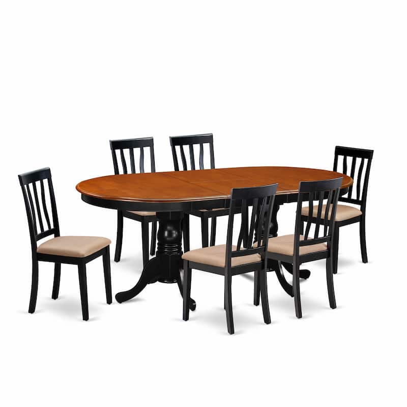 East West Furniture Dining Table Set Consist of an Oval Table with Butterfly Leaf and Dining Chairs (Chair Seat Type Options)