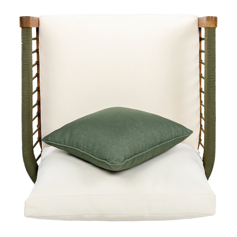 [Set of 2] Acacia Wood Outdoor Club Chair with Handwoven Rope Accents & Curved Backrest - Water-Resistant,Removable Cushions