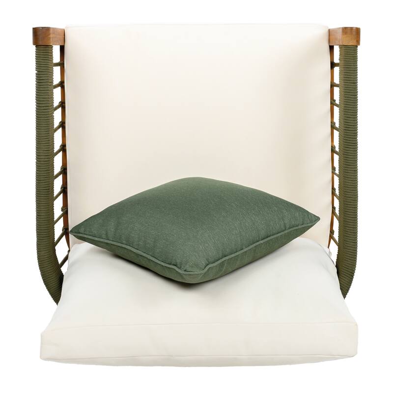 3 Pcs Set Acacia Wood Outdoor Club Chair with Handwoven Rope Accents & Curved Backres -Water-Resistant,Removable Cushions