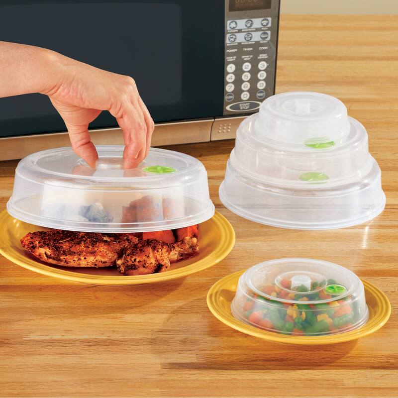 Nesting Microwave Plastic Plate Covers - Set of 5 - 8.880 x 8.800 x 2.500 - Clear - 8.880 x 8.800 x 2.500