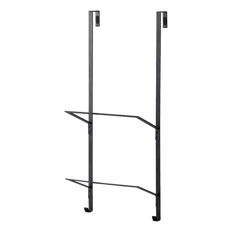Yamazaki Home Over-the-Door Fitness Equipment Hanger, Steel, Holds 5.5 lbs - L 7.48 x W 9.84 x H 24.41 inches - Black