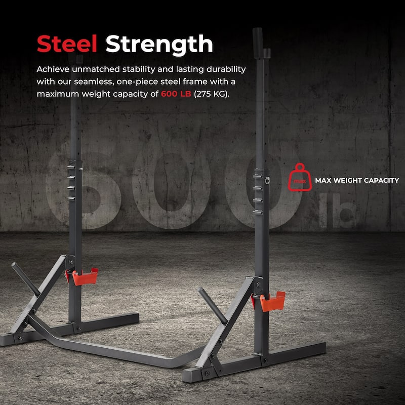 Sunny Health & Fitness Versatile Adjustable Bench Press Squat Rack - SF-XF922011 - Black - 35.7 L x 46.1 W x 63.9 H