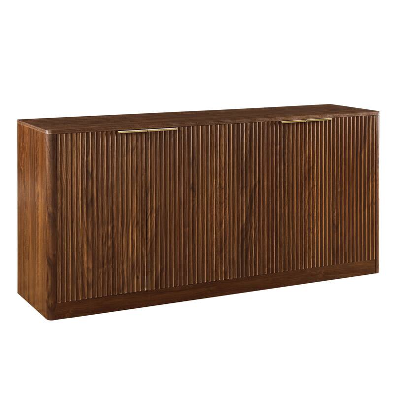 Sideboard Storage Cabinet TV Stand with wave pattern Buffet Cabinet Wooden Vertical Striped Cabinet