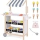 preview thumbnail 7 of 5, Kids Ice Cream Cart Wooden Toddler Market Stand W/ Chalkboard Storage White