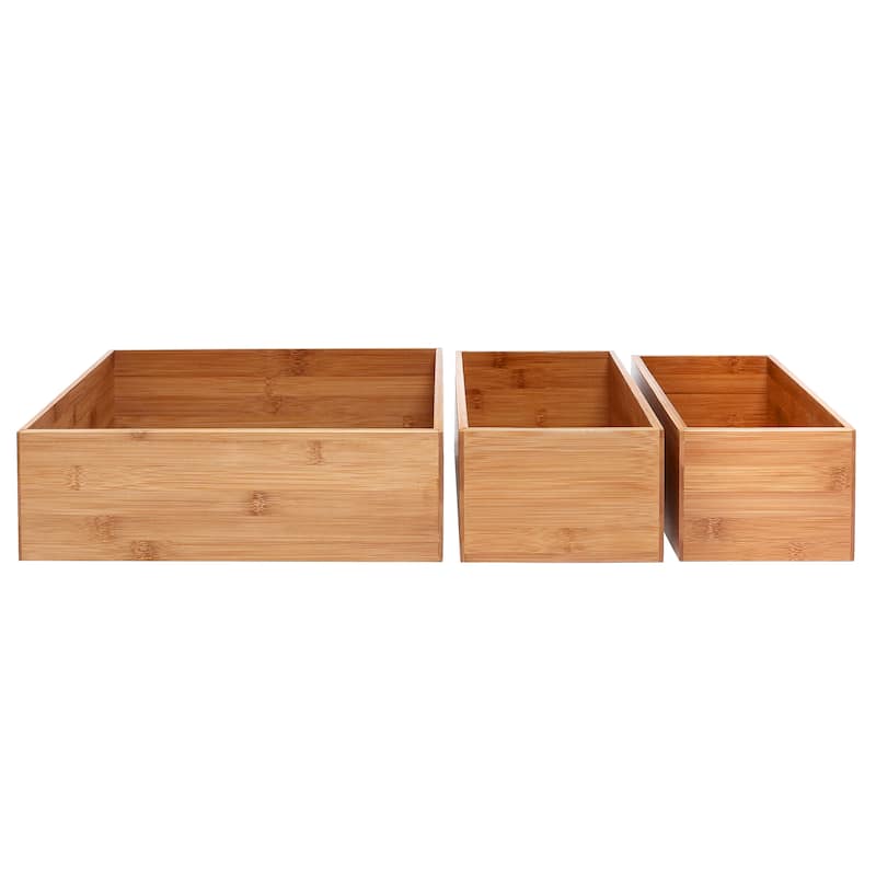 Seville Classics 5-Piece Bamboo Storage Organizer Box Set - Brown