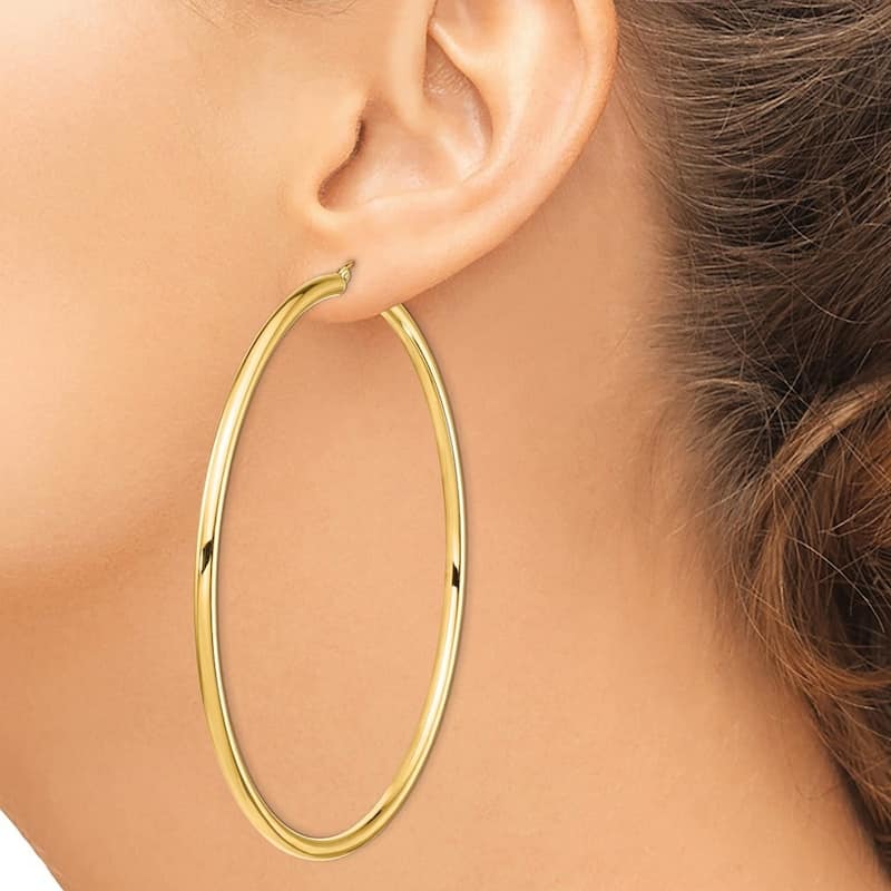 Curata 14k Yellow Gold Polished 81x3mm Hoop Earrings