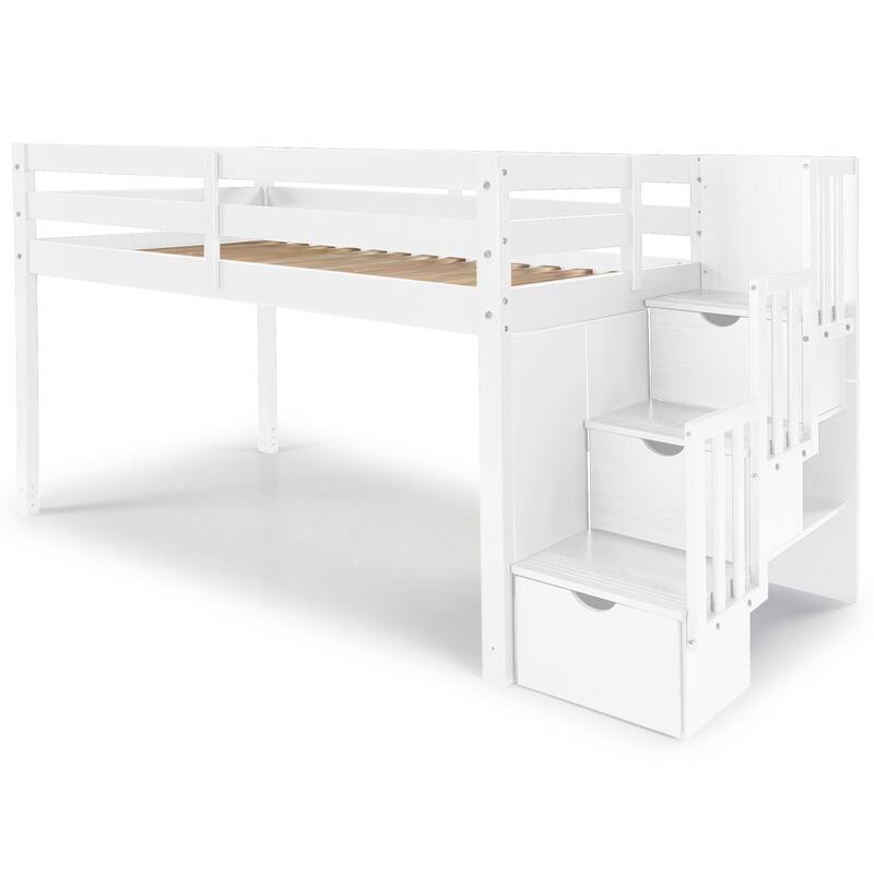 Taylor & Olive Trillium Low Loft Twin Bed with 3 Step-Stairway