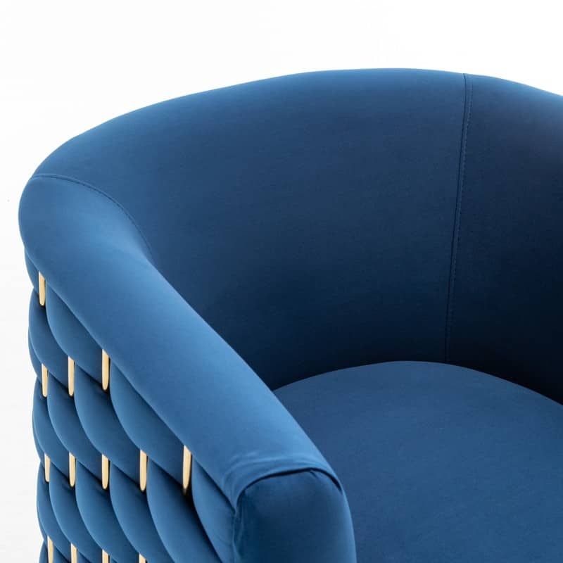 Modern Glam Velvet Upholstered 360 Degree Swivel Barrel Chair