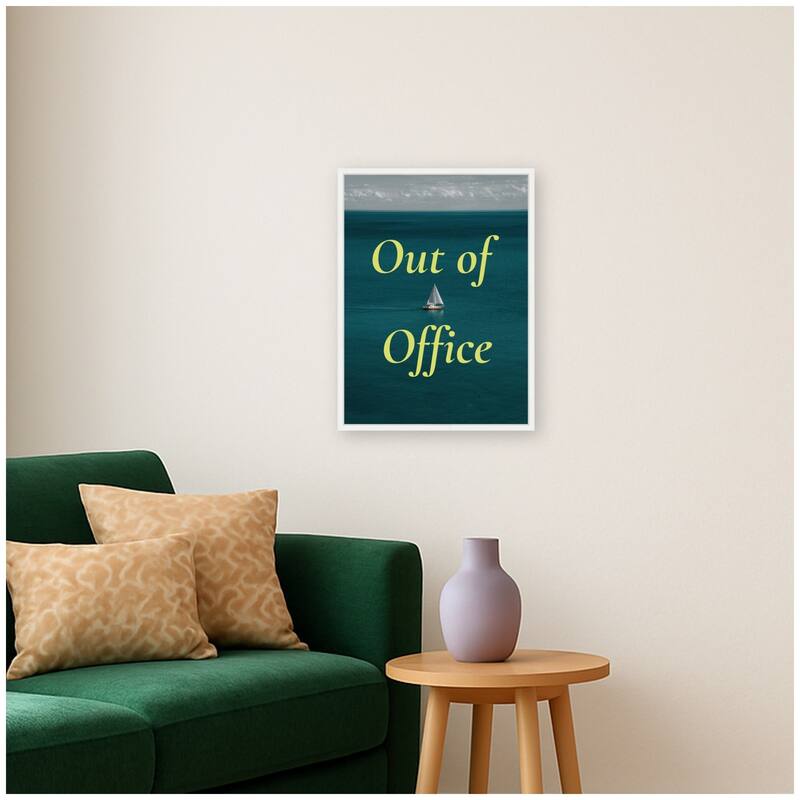 Kate and Laurel Out Of Office Boat Landscape by Megan Ryan Framed Canvas Wall Art Print