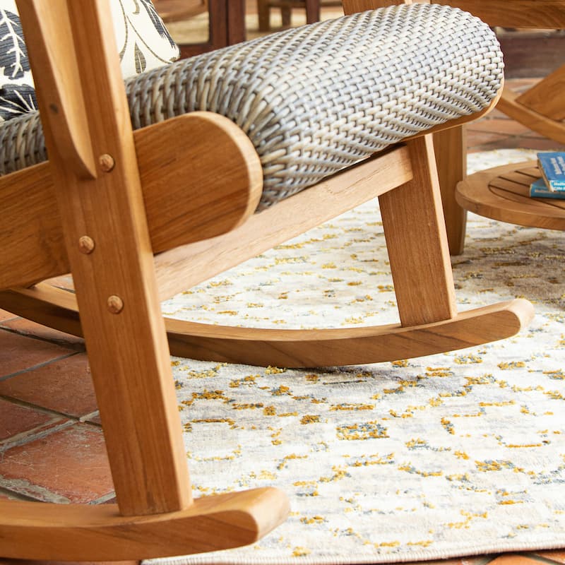 Cambridge Casual Auburn Upholstered Teak Outdoor Rocking Chair