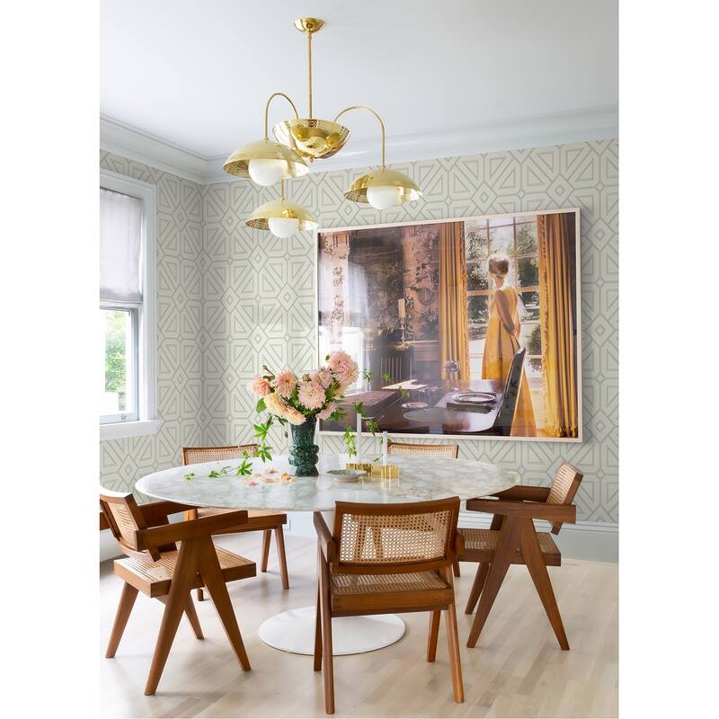 A-Street Prints Voltaire Green Beaded Geometric Wallpaper