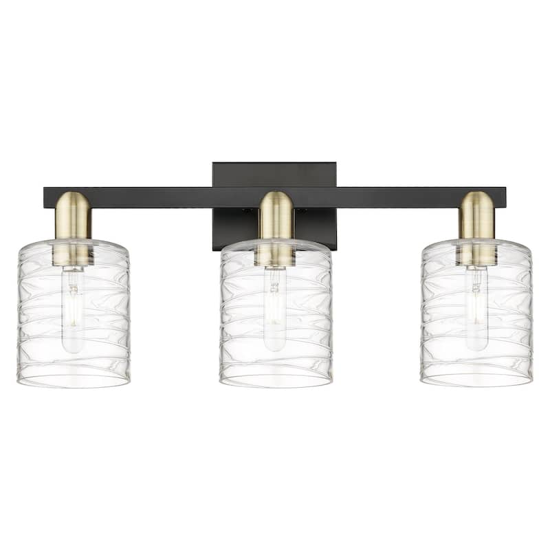 Innovations Lighting 716-3W-11-24 Cobbleskill Vanity Cobbleskill 3 - Black Antique Brass / Deco Swirl