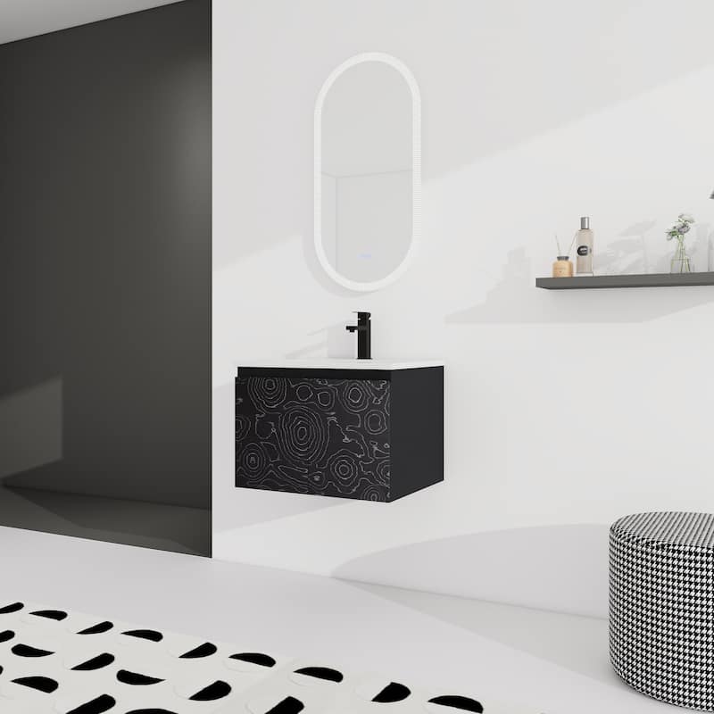 24'' Floating Wall-Mounted Bathroom Vanity With Ceramics Sink & Soft-Close Cabinet Door