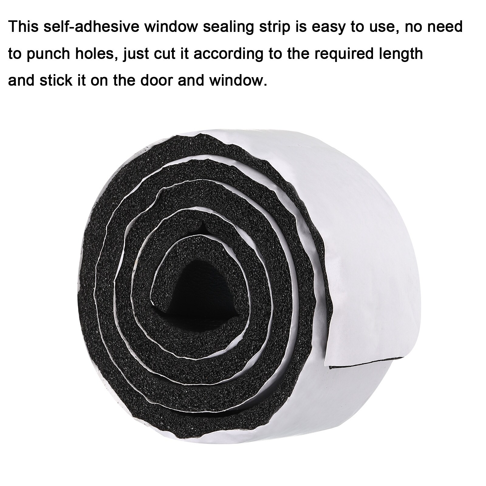 Foam Tape Self Adhesive 3.28 Ft 2.17x0.31 Door Seal Strip for Window -  Black, White