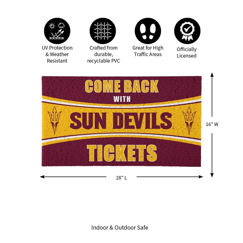 Arizona State University 28 in. x 16 in. PVC Come Back With Tickets Trapper Door Mat