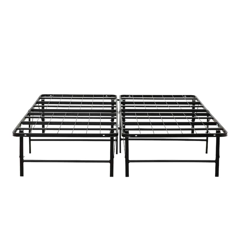 Full Size Solid Metal Bed Frame with Sturdy Mattress Support and Under-Bed Storage, Black