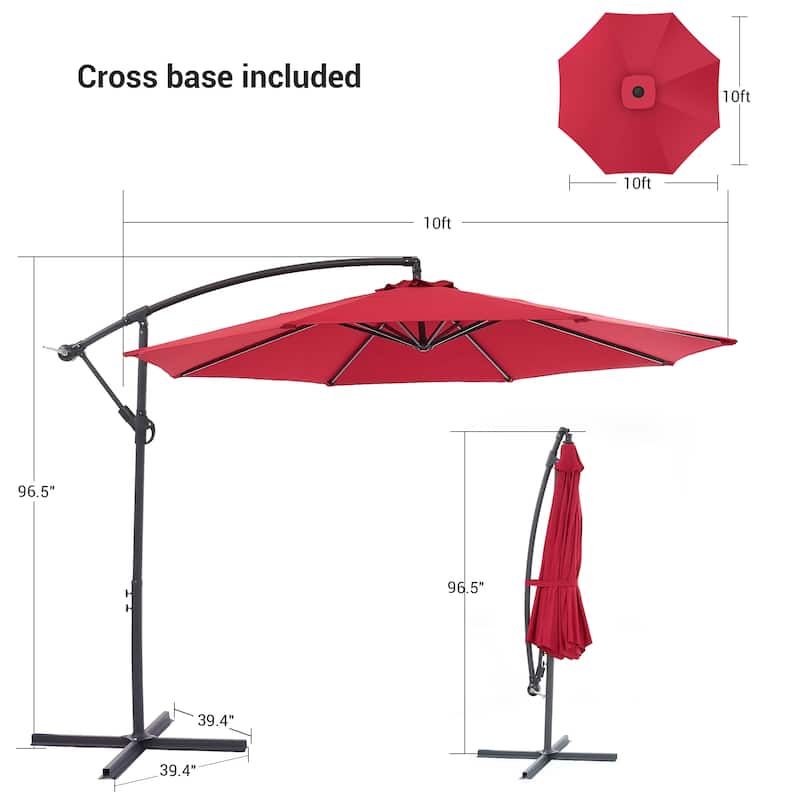 LIVOOSUN 10ft Patio Offset Umbrellas,Hanging Market Patio Umbrella