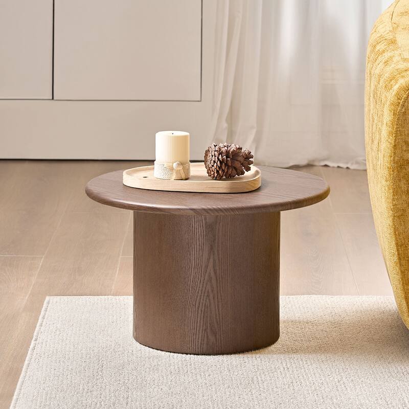 Coffee Table Set of 2, MDF Round Coffee Table for Living Room, Apartment, Leisure Area Walnut