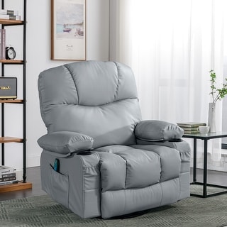 Leather match Manual Swivel Massage Recliner Chair With Heat And Vibration