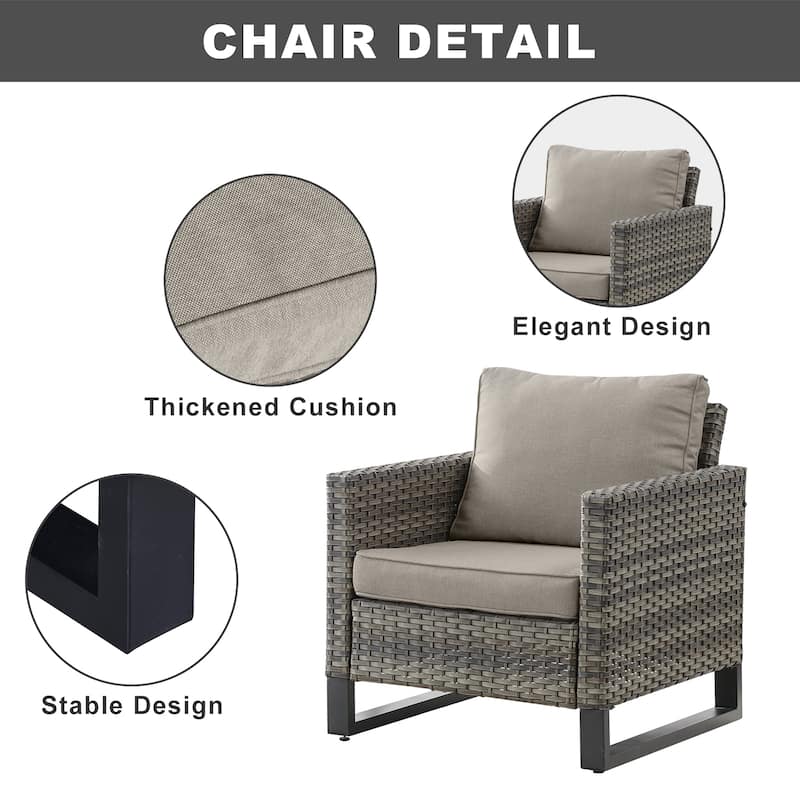 Gymojoy Patio Sofa Chair Set with Propane Fire Pit Table