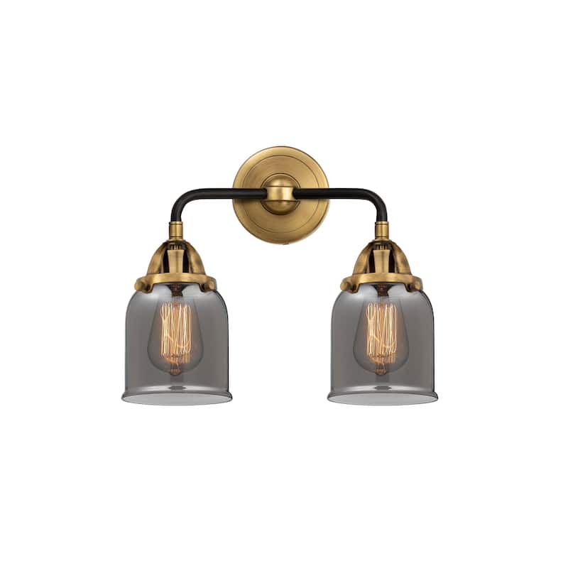 Innovations Lighting 288-2W-13-13 Bell Vanity Bell 2 Light 13" Wide - Black Antique Brass / Plated Smoke