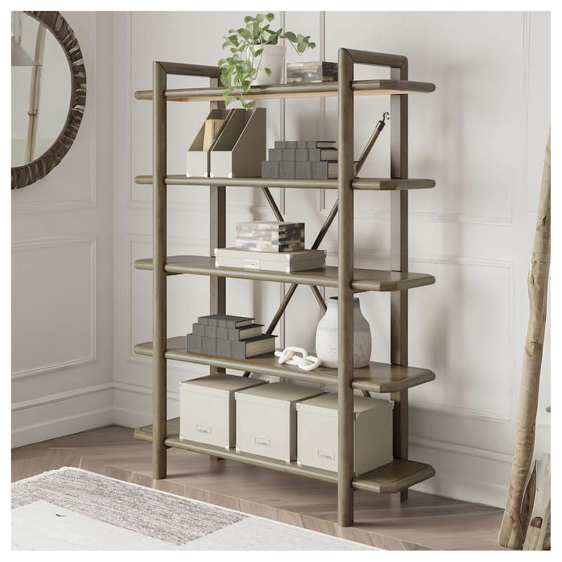 Signature Design by Ashley Roanhowe Brown 71" Bookcase - 54"W x 17"D x 71"H - Brown - 54"W x 17"D x 71"H