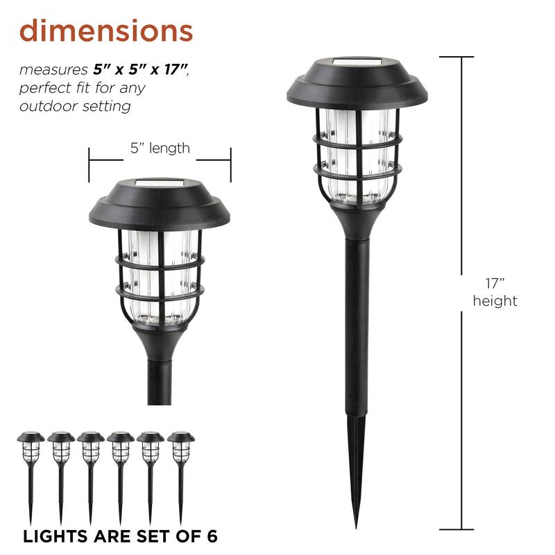 Alpine Corporation 17" Tall Outdoor Solar Powered Pathway LED Torch Light Stakes (Set of 6)