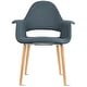 preview thumbnail 58 of 71, Organic Upholstered Fabric Modern Armchair with Natural Wooden Legs for Dining Room Office or Accent Lounge Side Chair Navy Blue