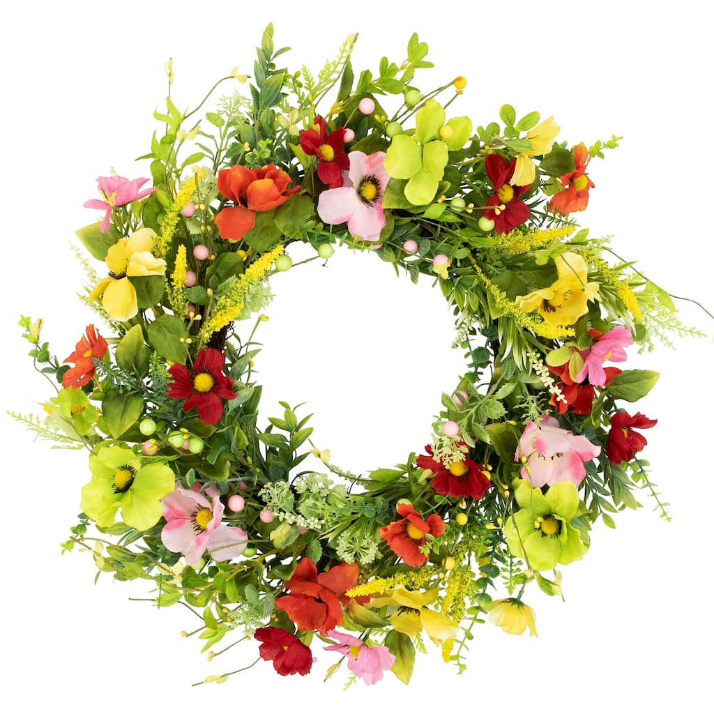 Poppy and Eucalyptus Spring Wreath - 26"