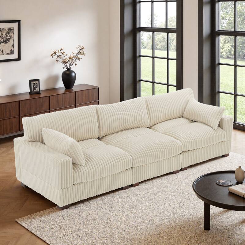 Plush Flannel Modular Sectional Sofa for Living Room