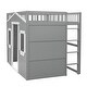preview thumbnail 9 of 56, Full Size Solid Wood House Loft Bed with Ladder