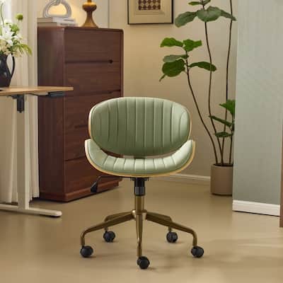 PU Curved Office Chair With Antique Bronze Base
